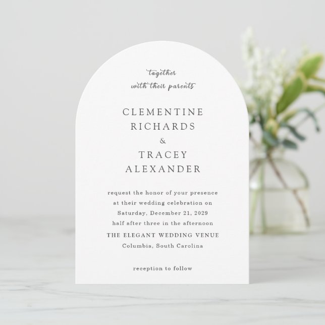 Elegant Modern Wedding Invitation (Standing Front)