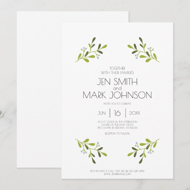 Elegant Modern Wedding Invitation. Invitation (Front/Back)