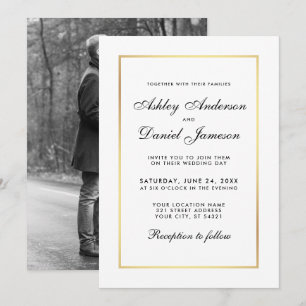 Elegant Modern Wedding Invite - Black White Photo