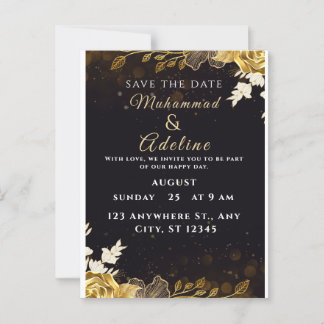 Elegant Modern Wedding Invite – Black & White Postcard