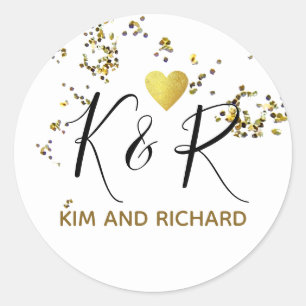 elegant & modern wedding love  classic round sticker