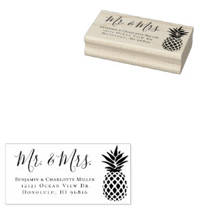 Elegant Modern Wedding Mr & Mrs return address Rubber Stamp