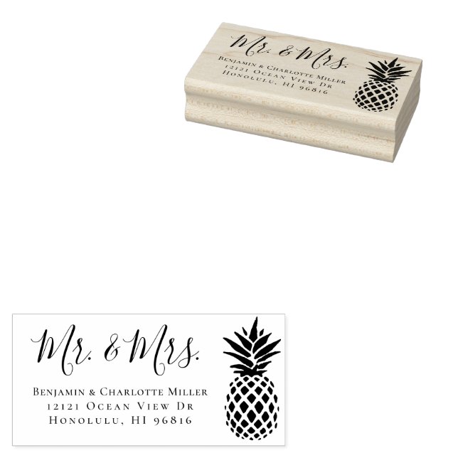 Elegant Modern Wedding Mr & Mrs return address Rubber Stamp (Stamped)