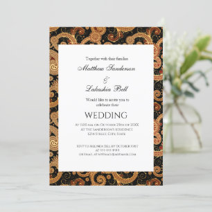 Elegant Modern Wedding Paisley White Invitation