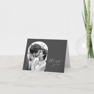 Elegant Modern Wedding Photo Black and White Thank You Card