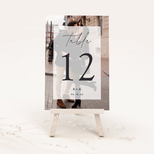Elegant Modern Wedding Photo Initials & Date Table Number (Creator Uploaded)
