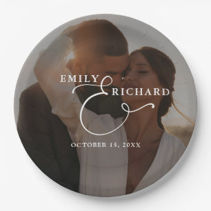 Elegant Modern Wedding Photo Paper Plate