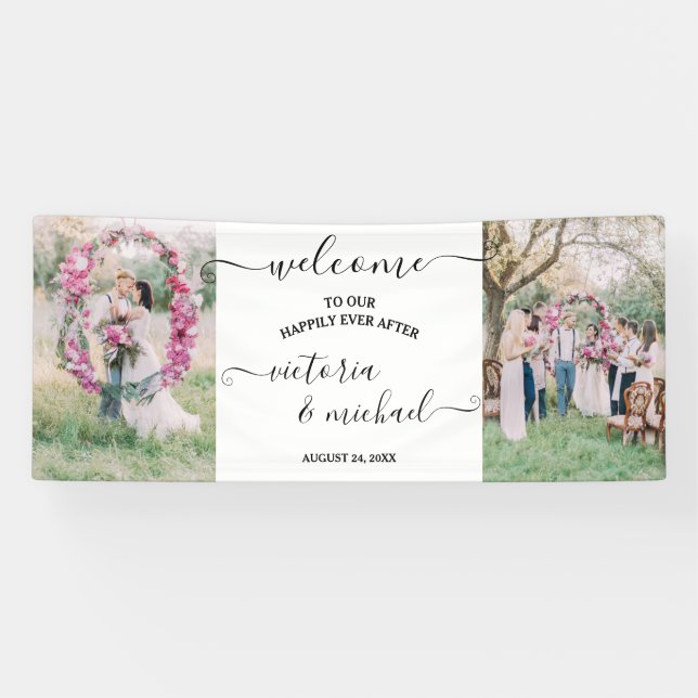 Elegant modern wedding photo picture Welcome Banner (Horizontal)