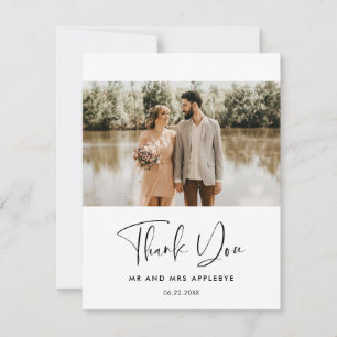 Elegant & modern wedding photo Thank you Card