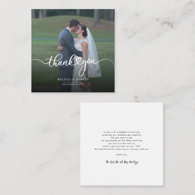 Elegant Modern Wedding Photo Thank You Card (Front/Back)