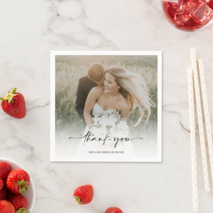Elegant Modern Wedding Photo Thank You  Napkin
