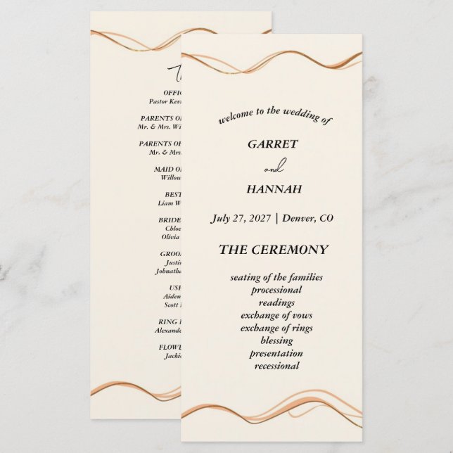 Elegant Modern Wedding Program (Front/Back)