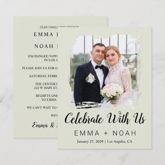 Elegant Modern Wedding Reception Invitation  (Front/Back)