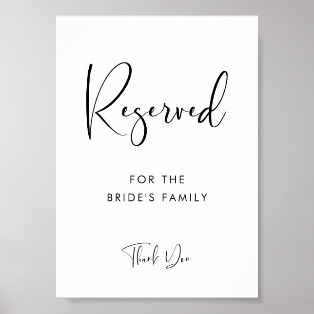 Elegant & Modern wedding Reserved sign (Front)