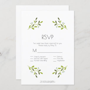 Elegant Modern Wedding. RSVP With Meal Options. Invitation