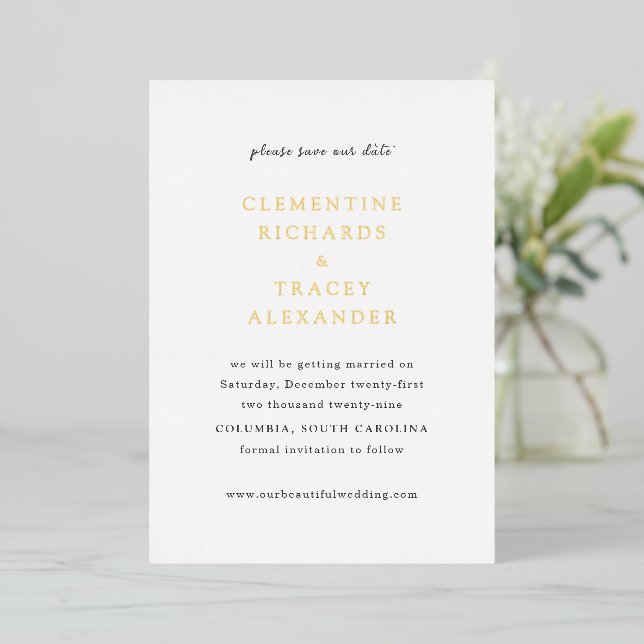 Elegant Modern Wedding Save the Date (Standing Front)
