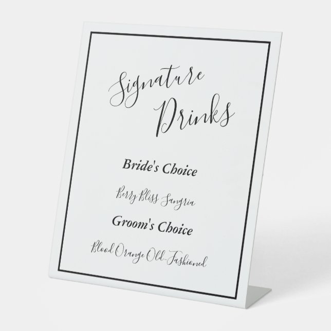 Elegant Modern Wedding Signature Drinks Sign (Front)
