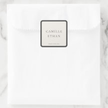 Elegant Modern Wedding Square Favour Sticker