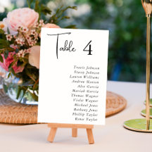 Elegant Modern Wedding Table Seating Chart Cards