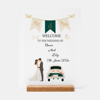 Elegant Modern Wedding Welcome Acrylic Sign. Acrylic Sign