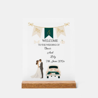 Elegant Modern Wedding Welcome Acrylic Sign. Acrylic Sign