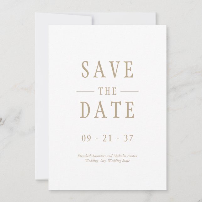 Elegant Modern Wedding White Save The Date (Front)