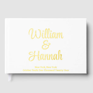 Elegant Modern Wedding White with Gold Hardcover Guest Book