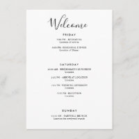 Elegant Modern Welcome Itinerary White