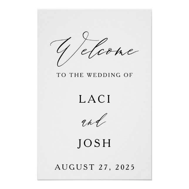 Elegant Modern Welcome Wedding Sign | Custom Names (Front)