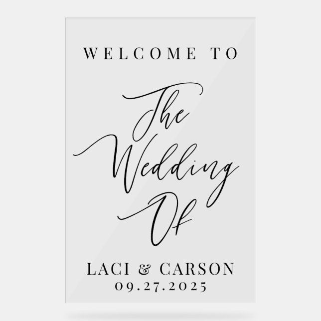 Elegant Modern Welcome Wedding Sign - Foam Board (Front)