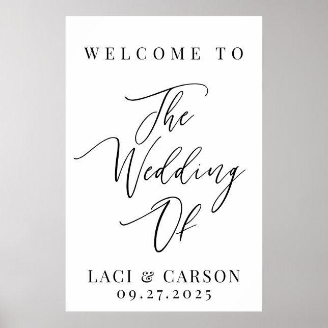 Elegant Modern Welcome Wedding Sign - Foam Board (Front)