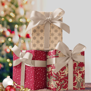 Elegant Modern Whimsical Christmas Set of Gift  Wrapping Paper Sheet