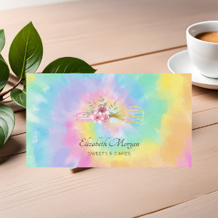 Elegant Modern Whisk Flowers Tie Dye  Business Card