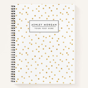 Elegant Modern White and Gold Confetti Dots Notebook