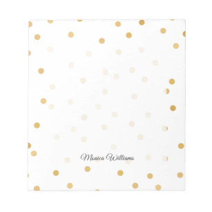 Elegant Modern White and Gold Confetti Dots Notepad