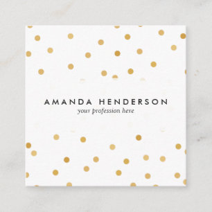 Elegant Modern White and Gold Confetti Dots Square Business Card