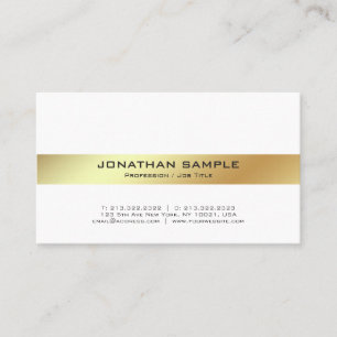 Elegant Modern White and Gold Professional Plain Business Card