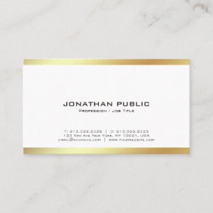 Elegant Modern White and Gold Professional Plain Business Card