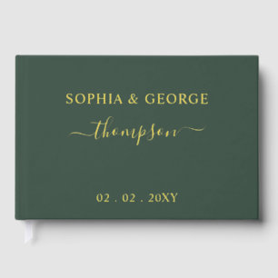 Elegant Modern White and Gold Wedding Guest Book