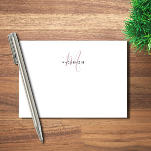 Elegant Modern White Blush Pink Script Monogram Post-it Notes