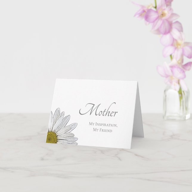 Elegant Modern White Daisy Simple Mother's Day Card (Orchid)