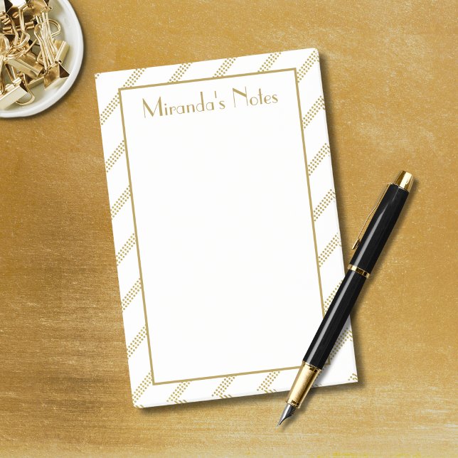 Elegant Modern White Dotted Gold Lines Post-it Notes (Creator Uploaded)
