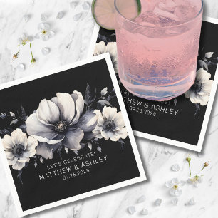 Elegant Modern White Floral Wedding Napkin