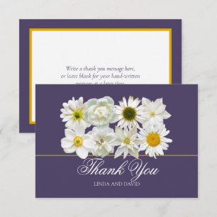 Elegant Modern White Flower Wedding Thank You Card