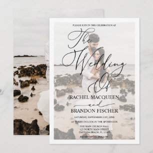 Elegant Modern White Framed Couple Photo Wedding Invitation