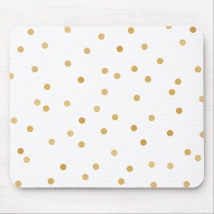 Elegant Modern White Gold Confetti Dots Mouse Mat