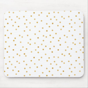 Elegant Modern White Gold Confetti Dots Mouse Mat