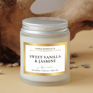 Elegant Modern White & Gold Packaging Candle Label
