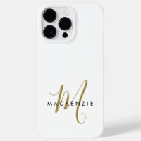 Elegant Modern White Gold Script Monogram