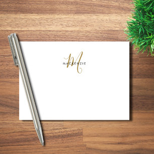 Elegant Modern White Gold Script Monogram Post-it Notes